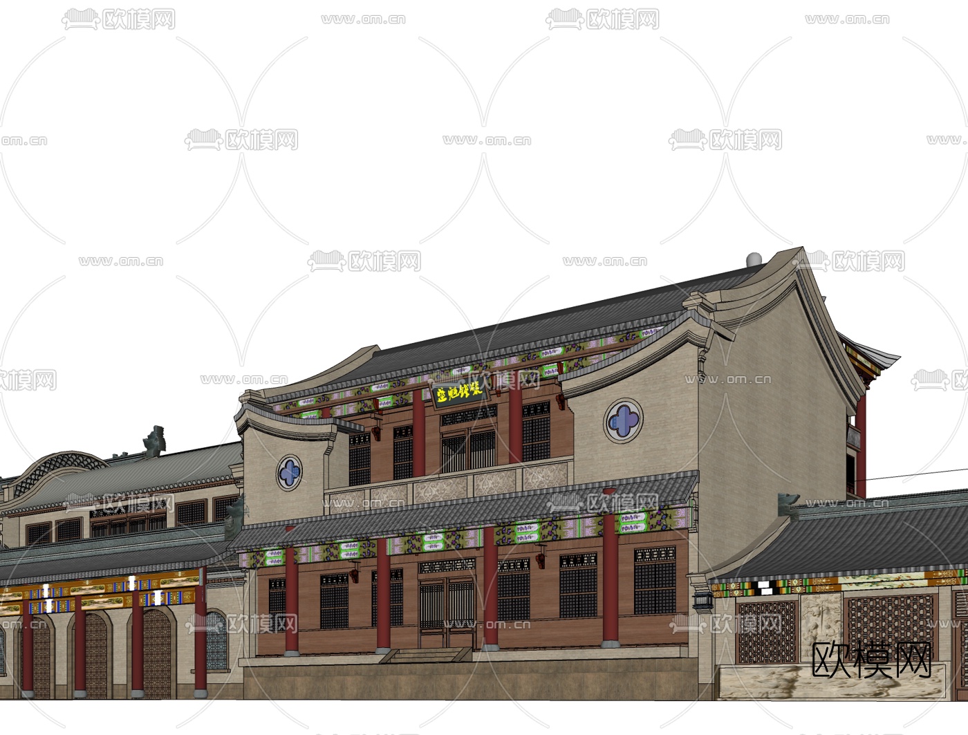 中式钱号当铺免费su模型下载