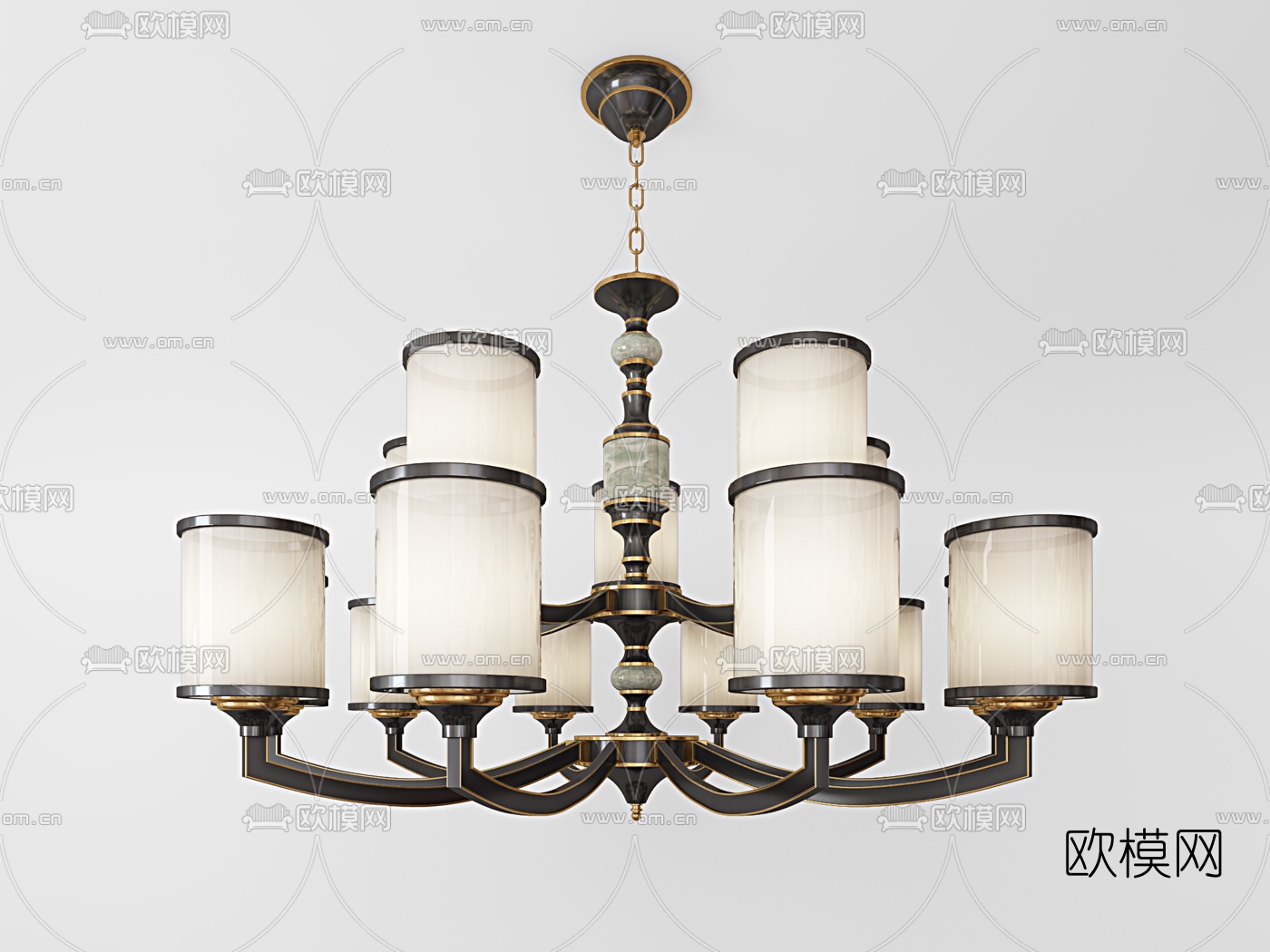 新中式轻奢吊灯组合3d模型下载（渲染图4）