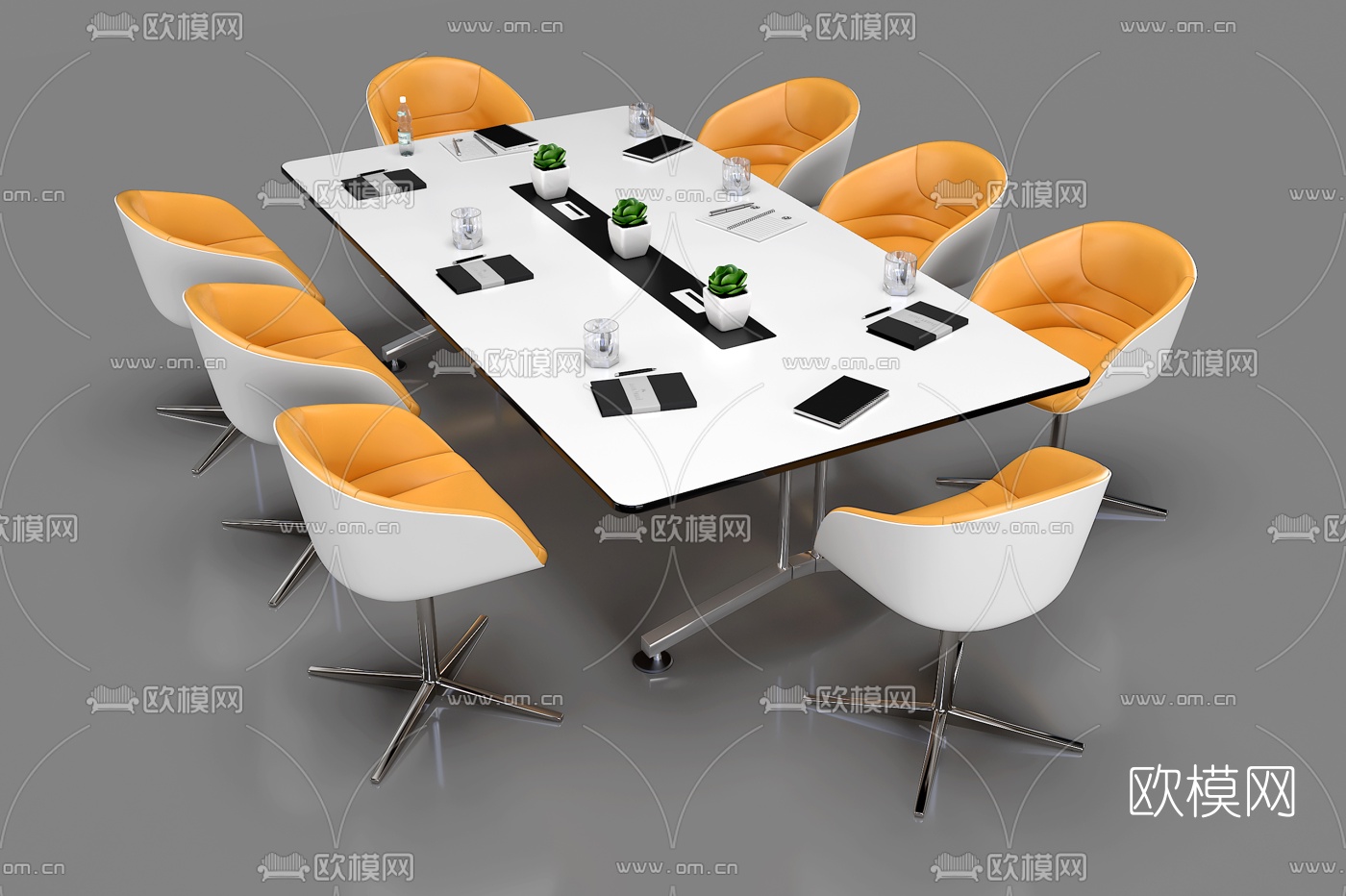 现代小型会议桌椅3D模型
