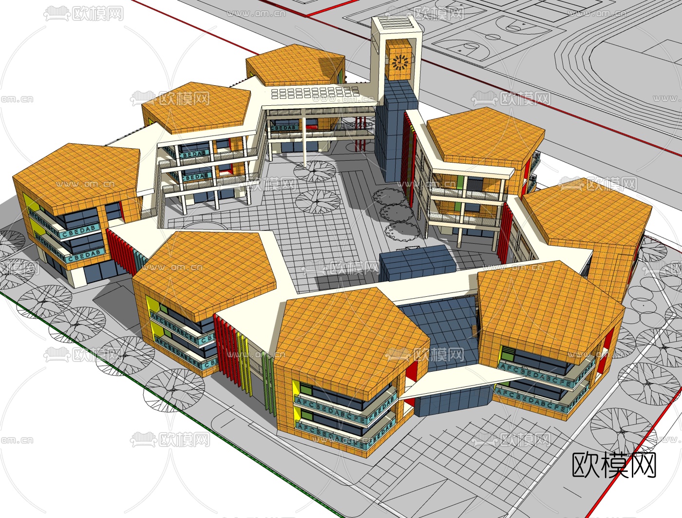 现代学校免费su模型下载
