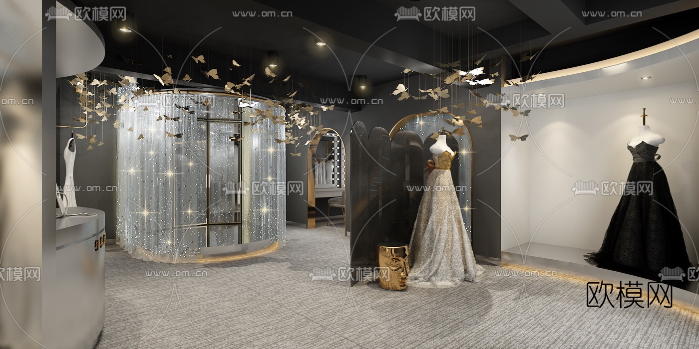 现代轻奢婚纱店3d模型