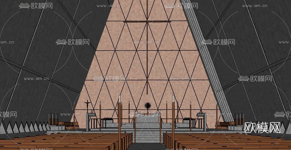 现代教堂su模型下载（渲染图2）