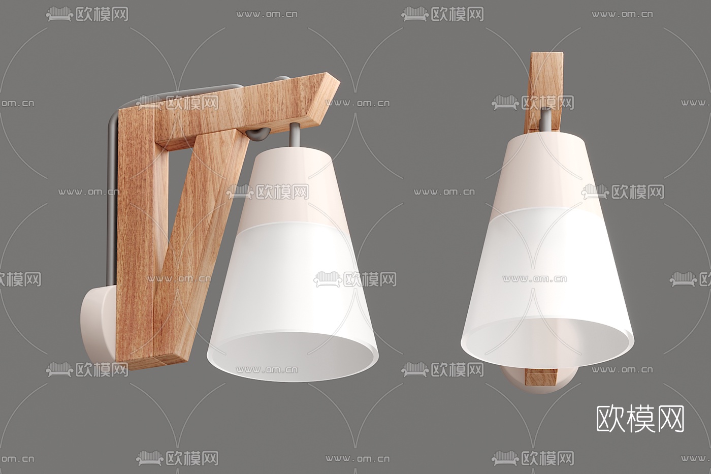 工业风木质壁灯3d模型