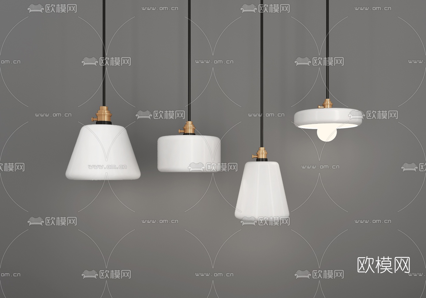 现代简约吊灯组合3d模型下载（渲染图1）