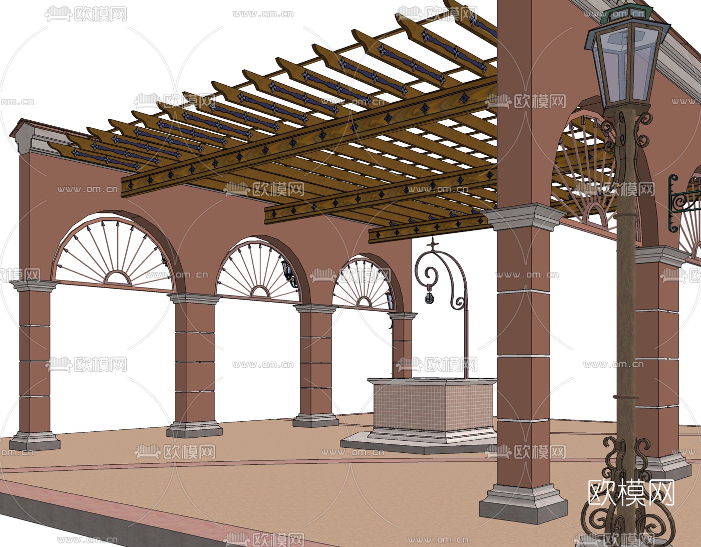 欧式廊架免费su模型下载
