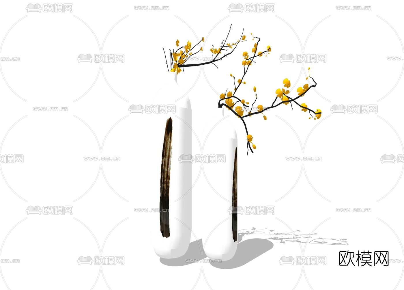 现代花瓶花卉免费su模型