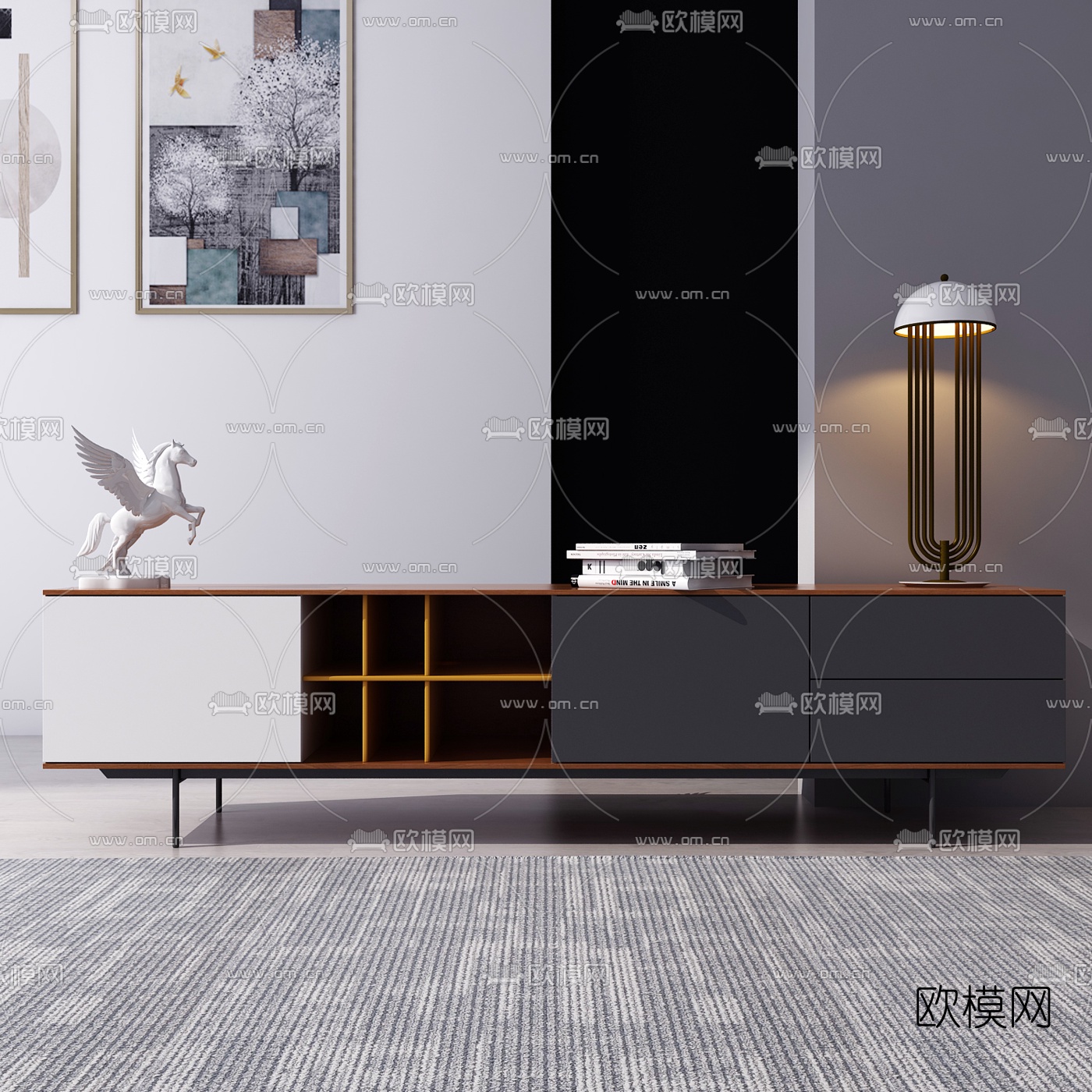 现代简约电视柜3d模型