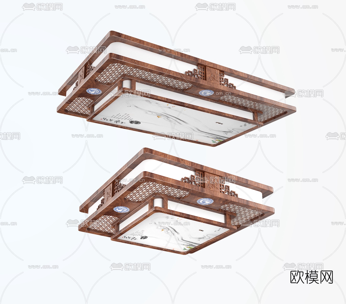 中式吸顶灯3d模型下载