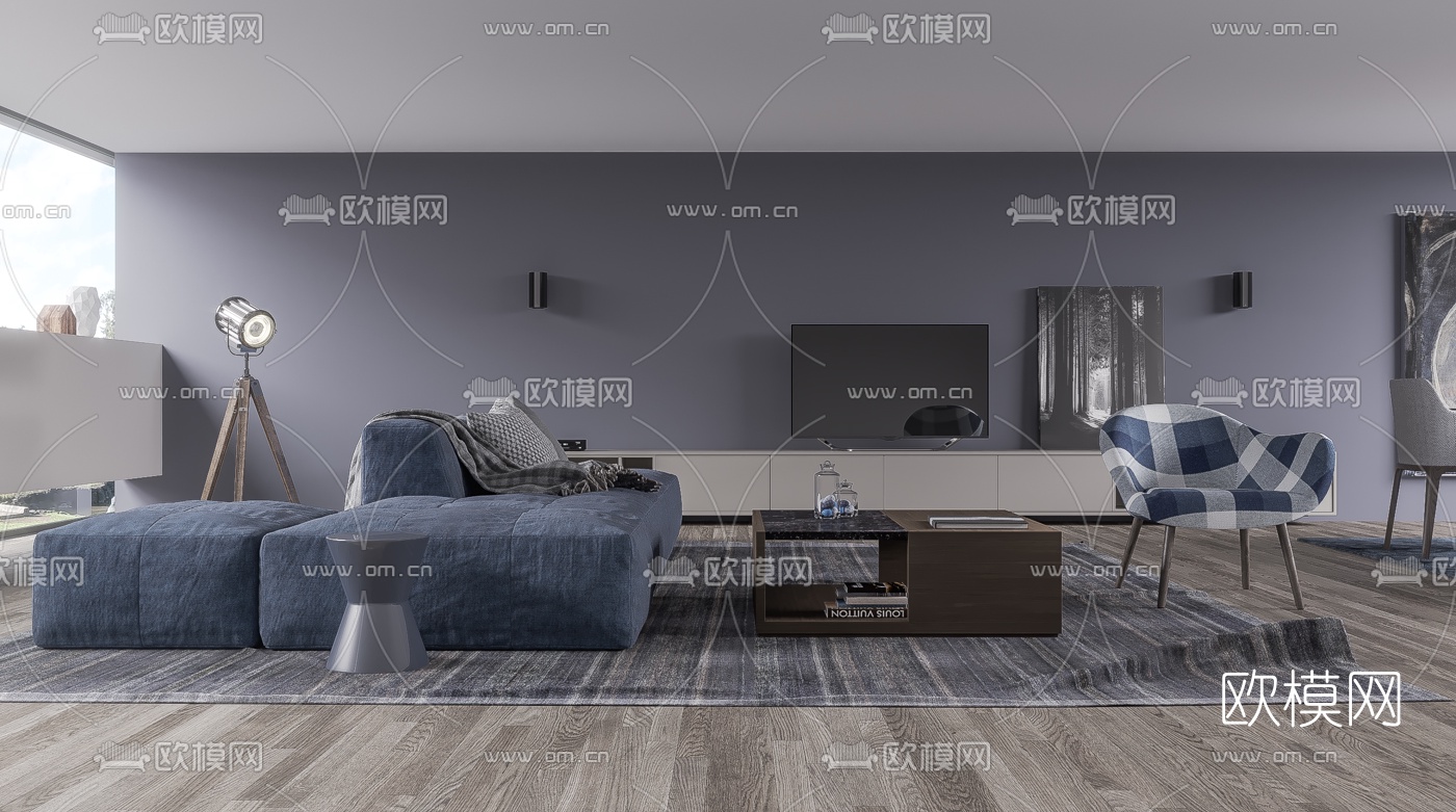 现代客厅沙发组合3d模型