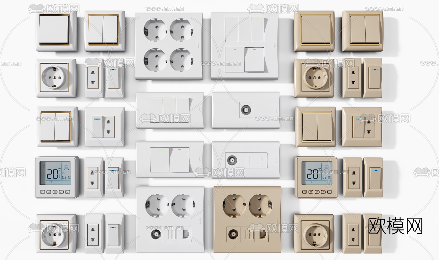 现代开关组合3d模型下载