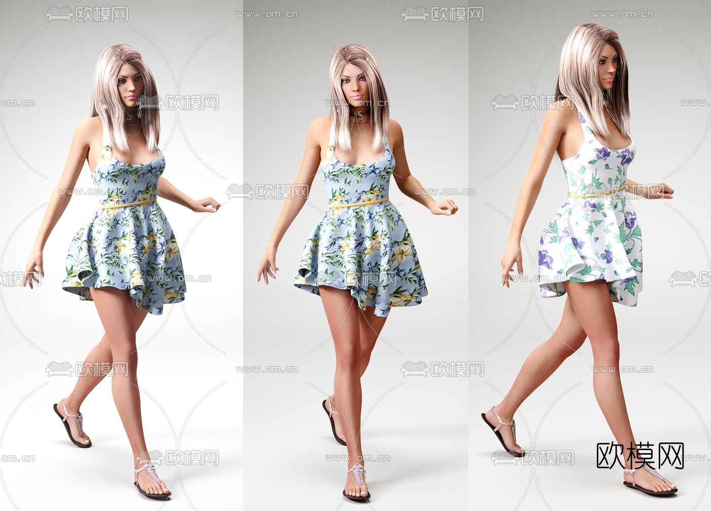 现代美女模特3d模型下载