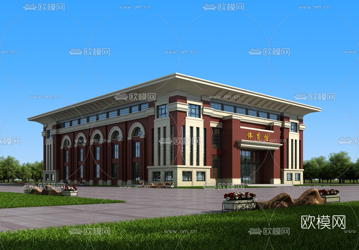 现代体育馆建筑外观3d模型