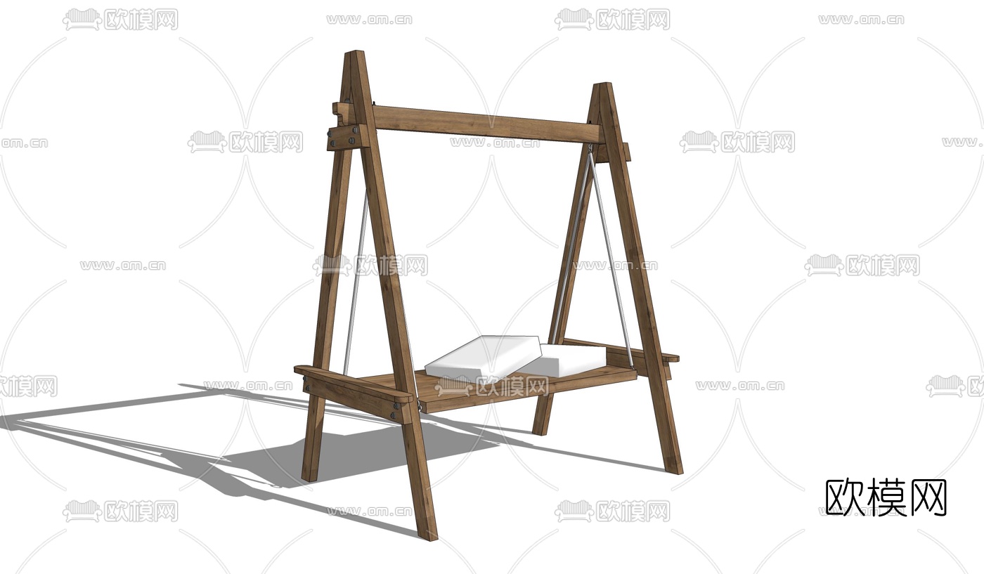 中式秋千吊椅su模型下载