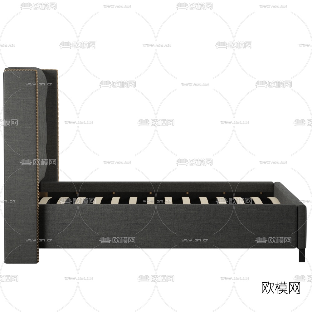 美式简约双人床架3d模型下载（渲染图2）