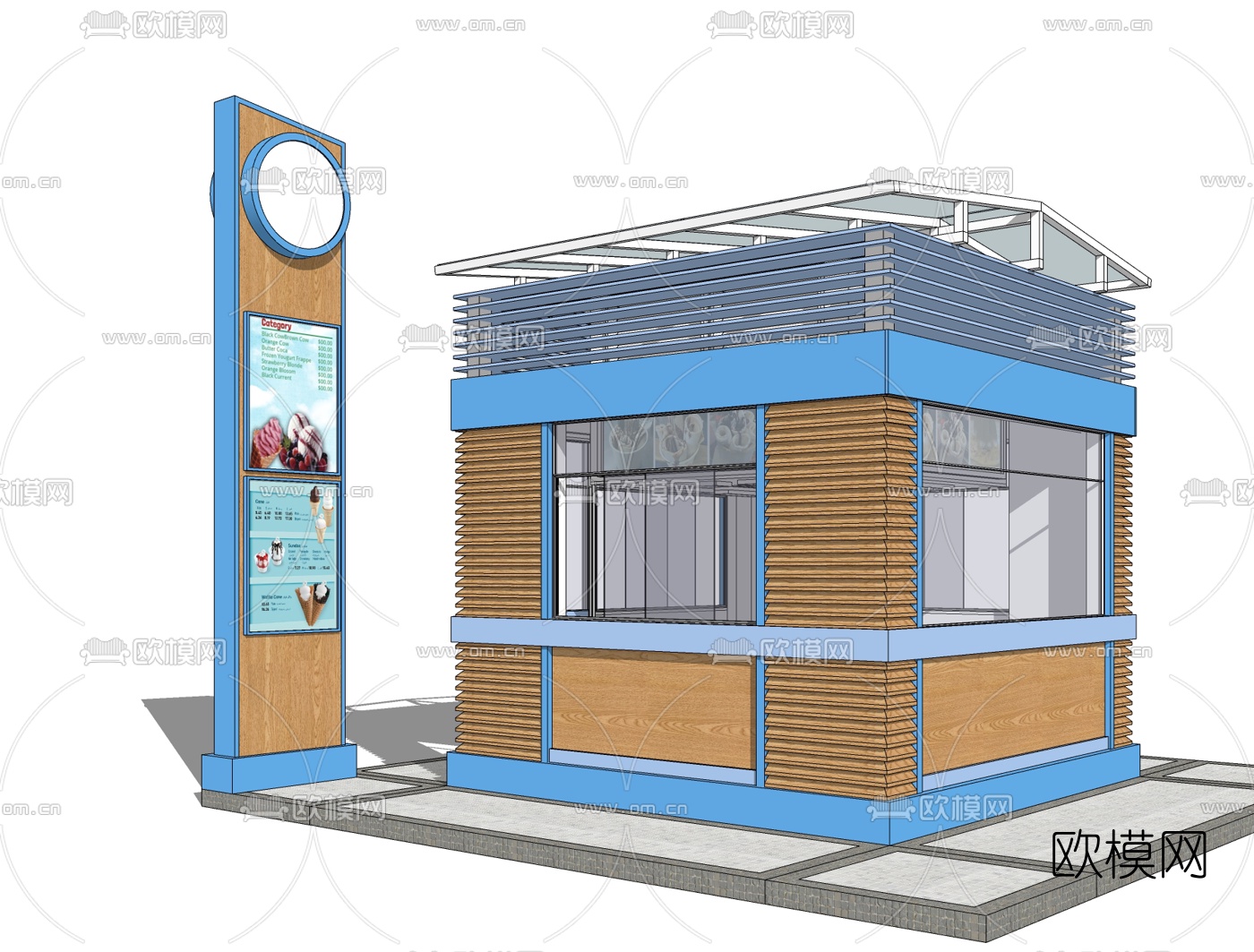 现代冰淇淋快餐店免费su模型下载