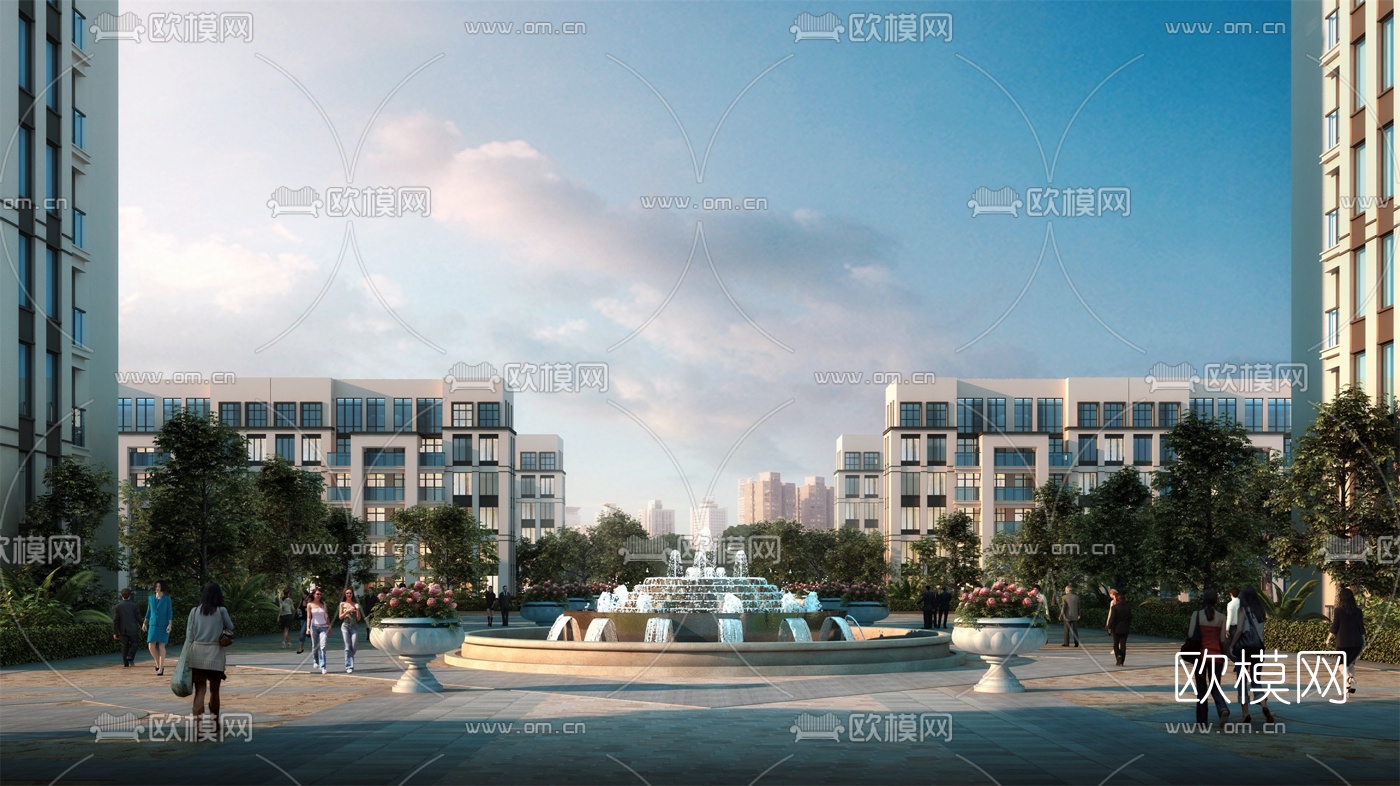 现代高层住宅建筑外观3d模型
