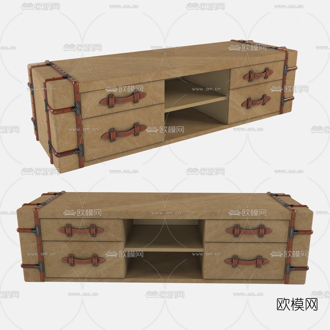 工业风复古边柜3d模型下载