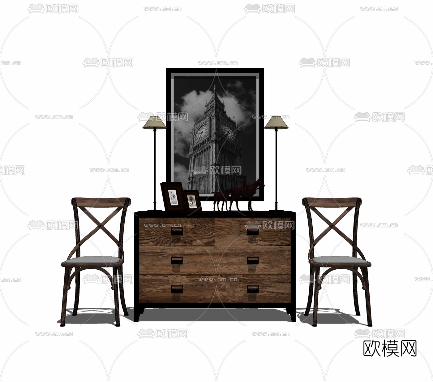 工业风斗柜免费su模型下载