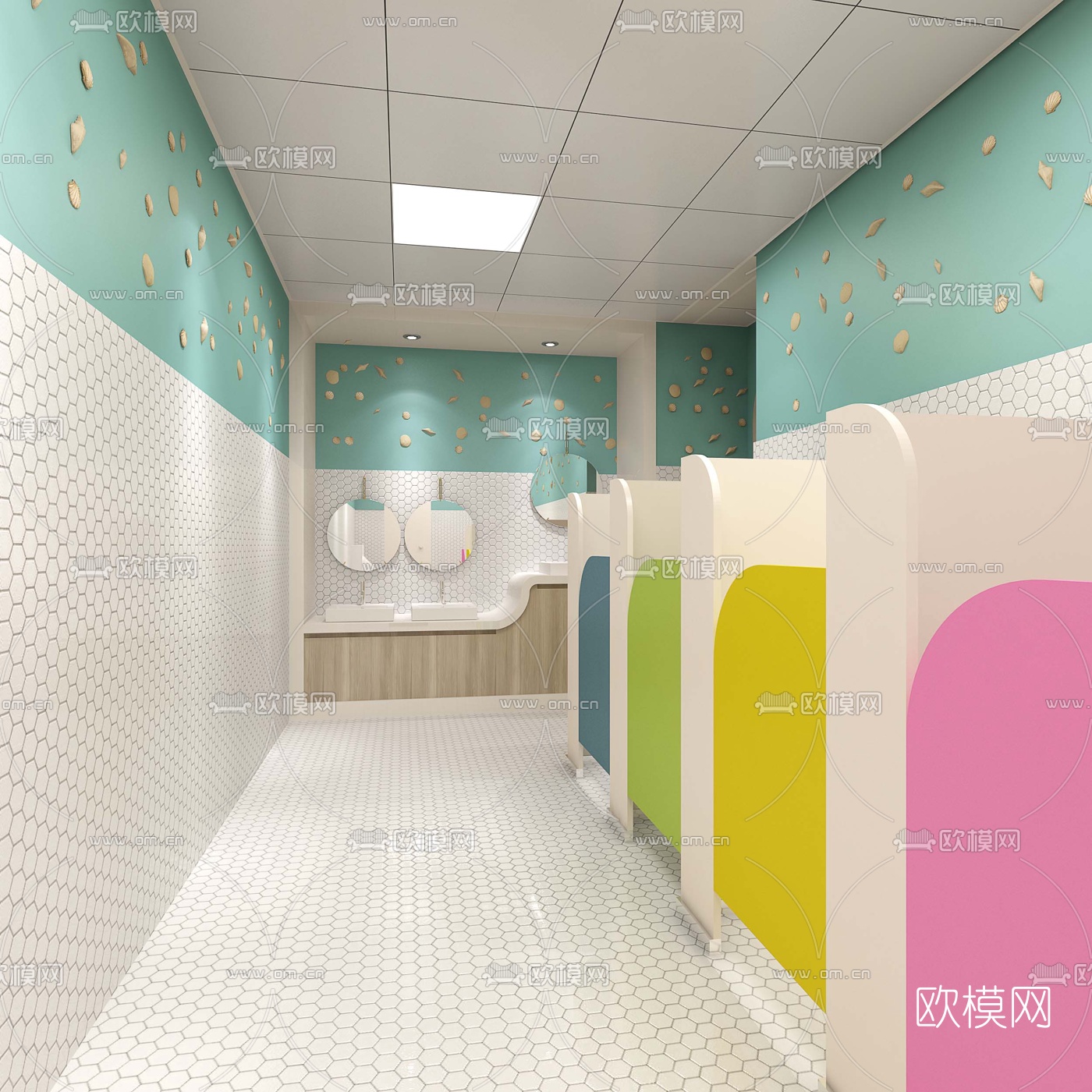 现代幼儿园教室3d模型下载（渲染图2）