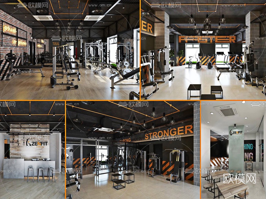 工业风健身房su模型下载（渲染图3）
