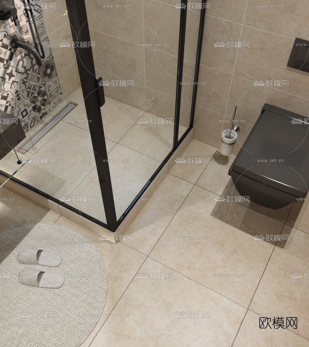 现代卫生间浴室3d模型