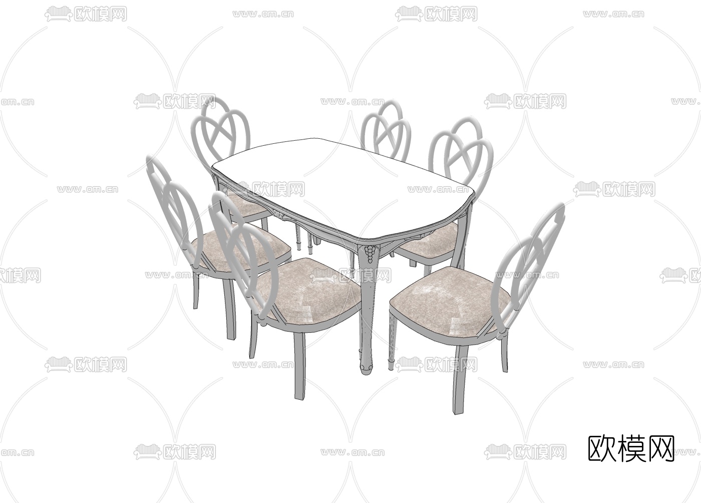 简欧餐桌椅免费su模型