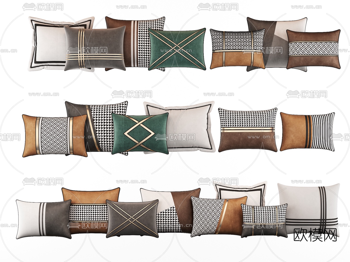 现代抱枕组合3d模型下载