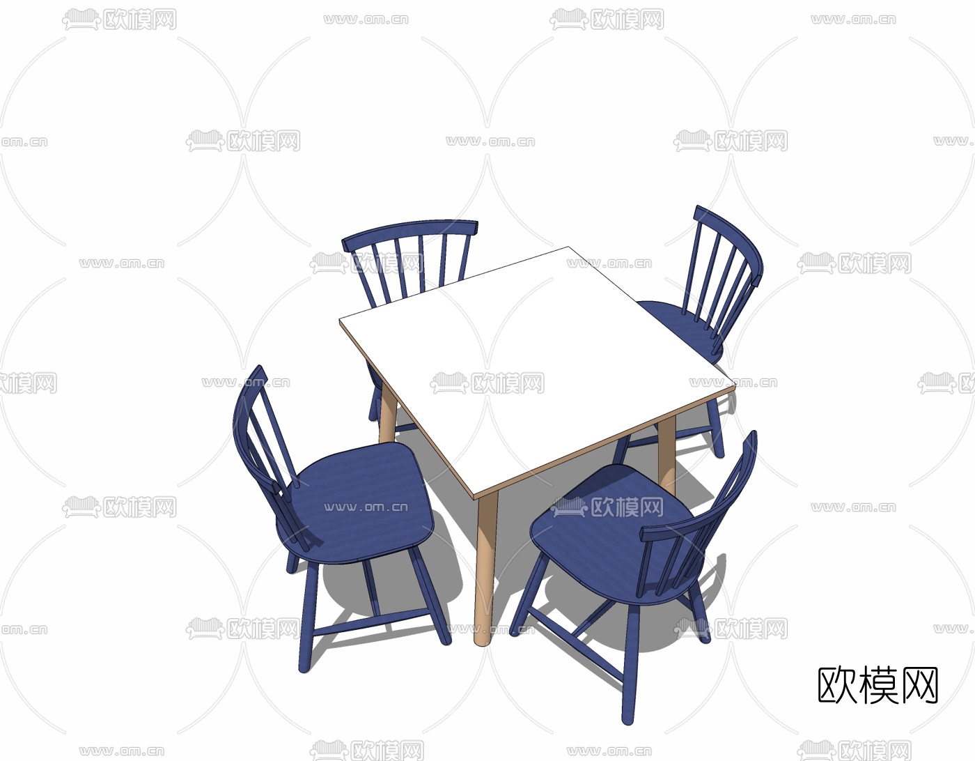 北欧餐桌椅免费su模型下载