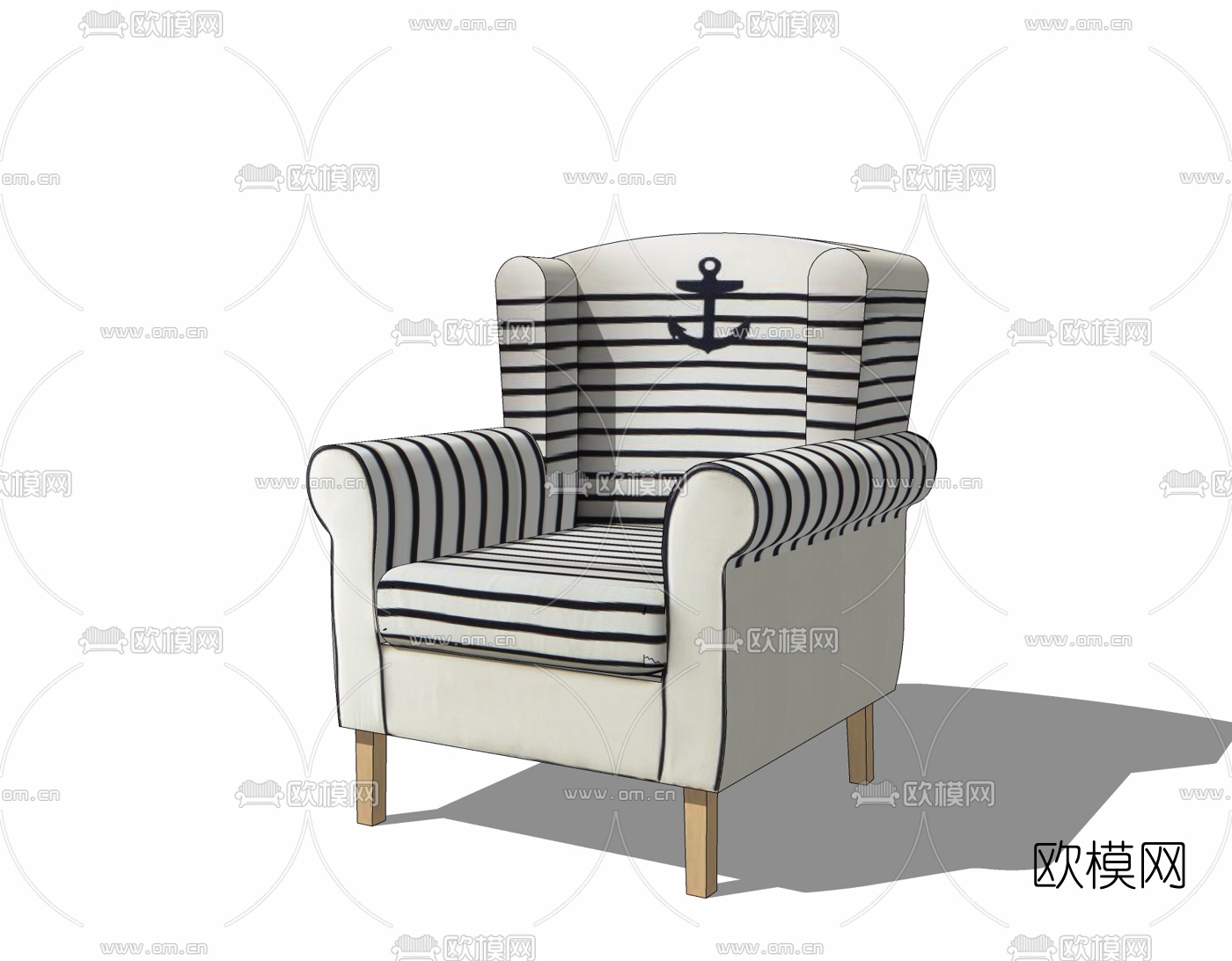 地中海单人沙发免费su模型下载