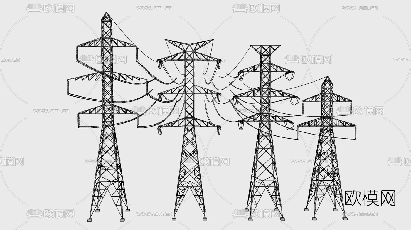 现代高压电线塔su模型下载