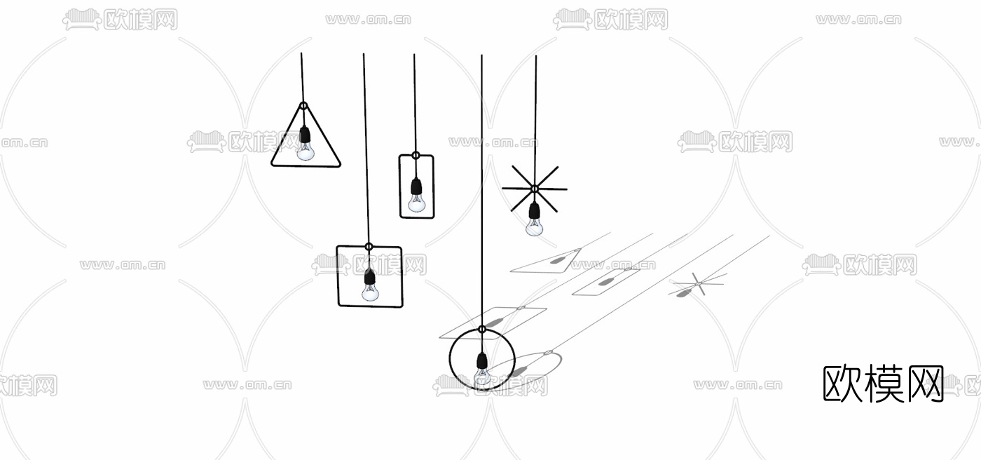 工业风金属吊灯免费su模型下载