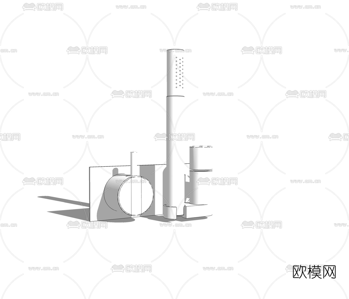 现代淋浴花洒免费su模型下载