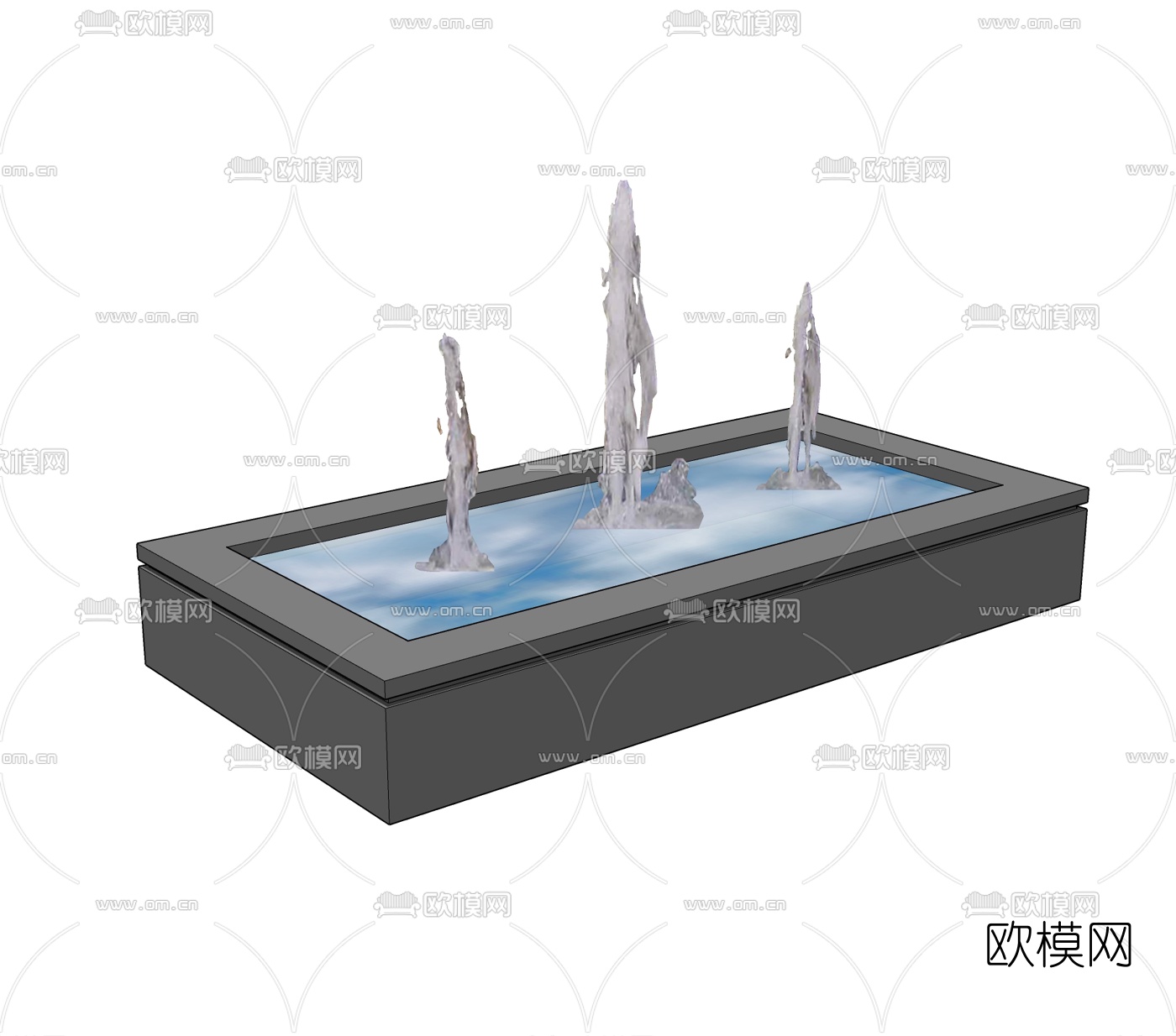 现代喷泉水景免费su模型-免费3dmax模型库-欧模网