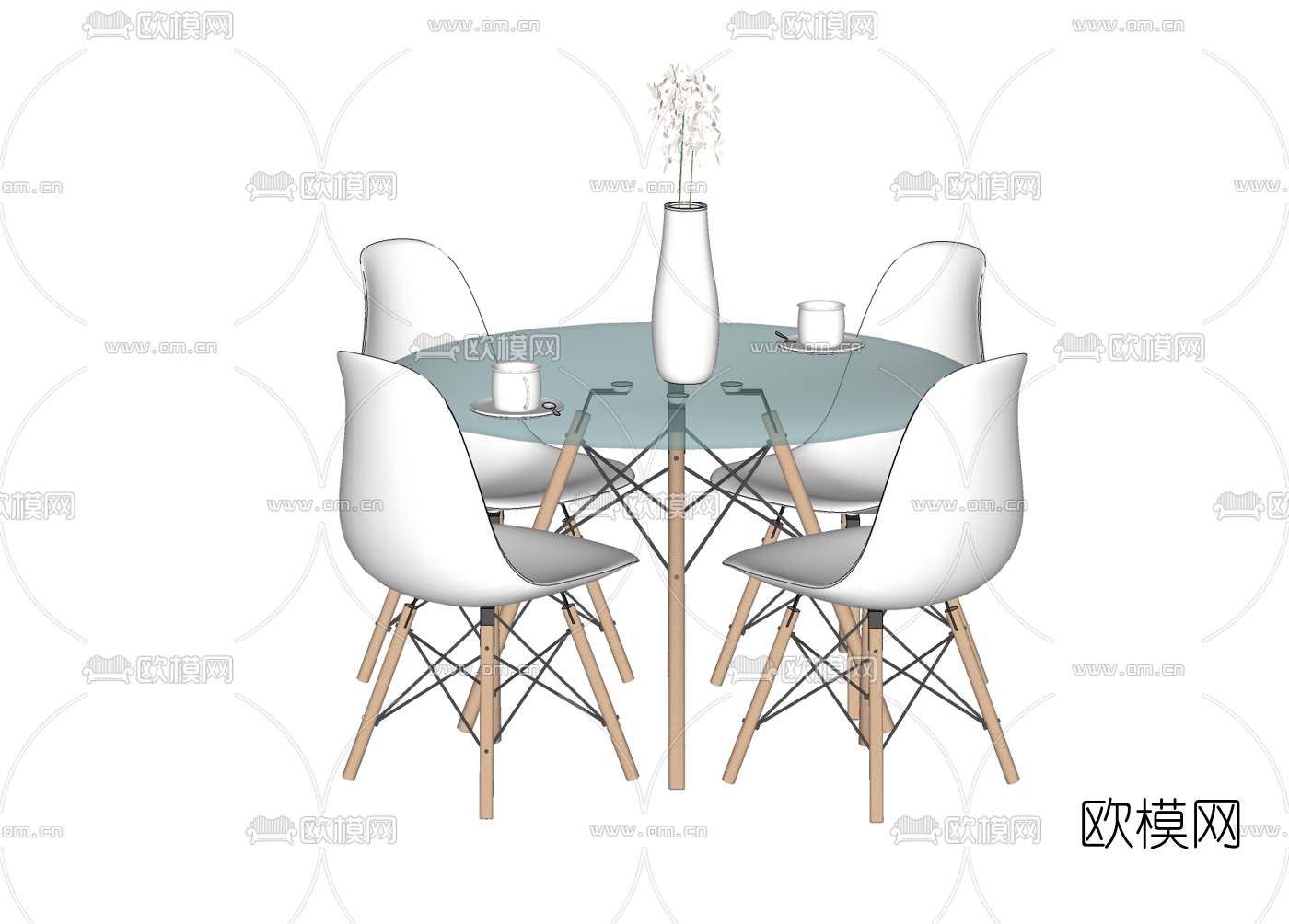 现代圆形休闲桌椅免费su模型下载