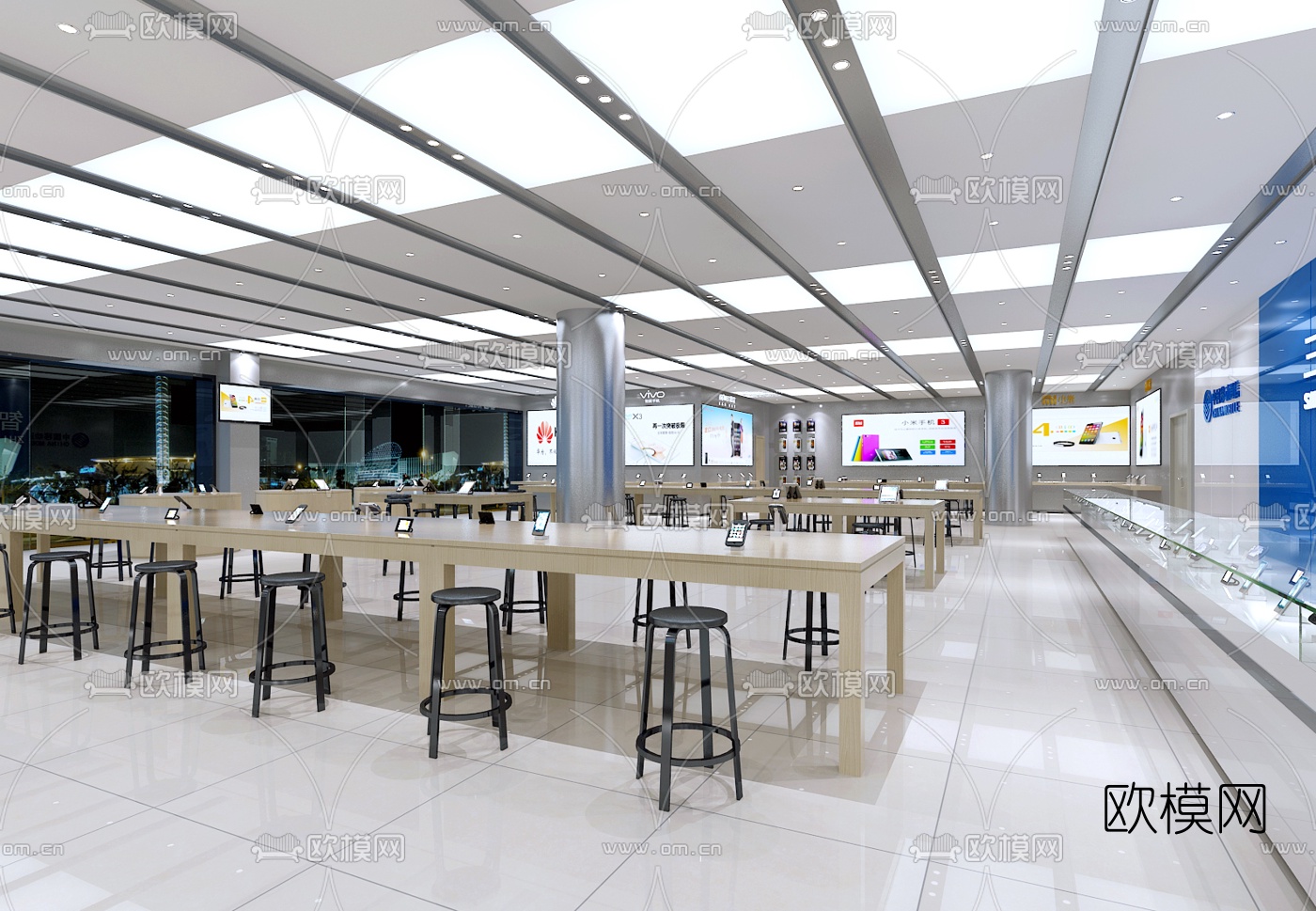 现代手机展厅专卖店免费3d模型