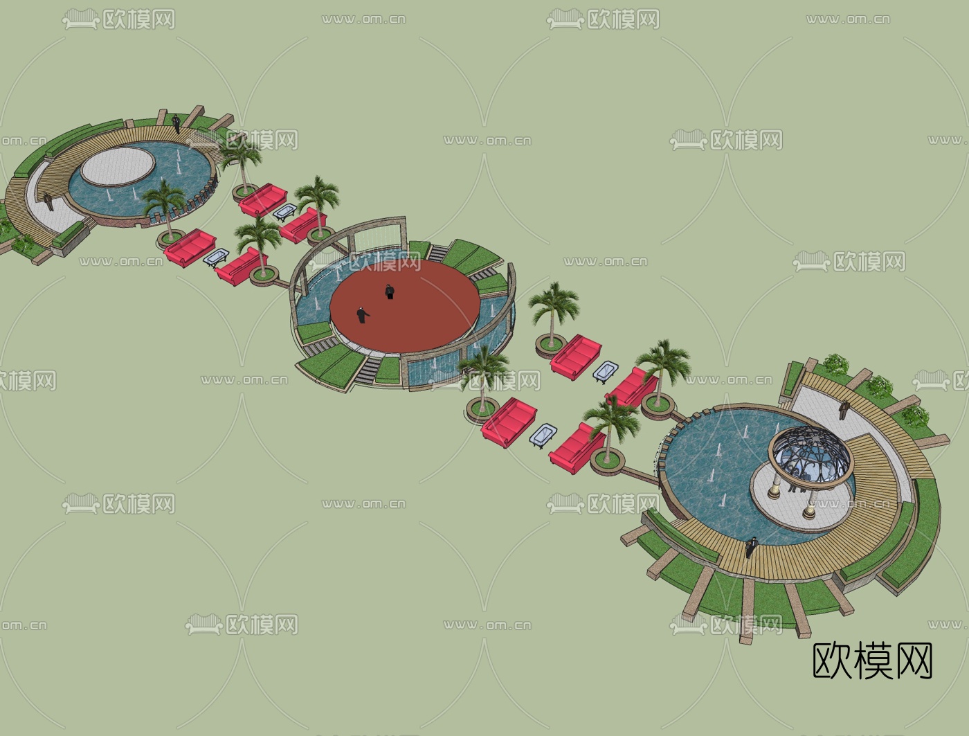 欧式水景小品免费su模型下载（渲染图1）