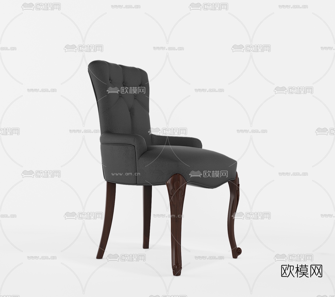 美式实木靠背餐椅免费3d模型