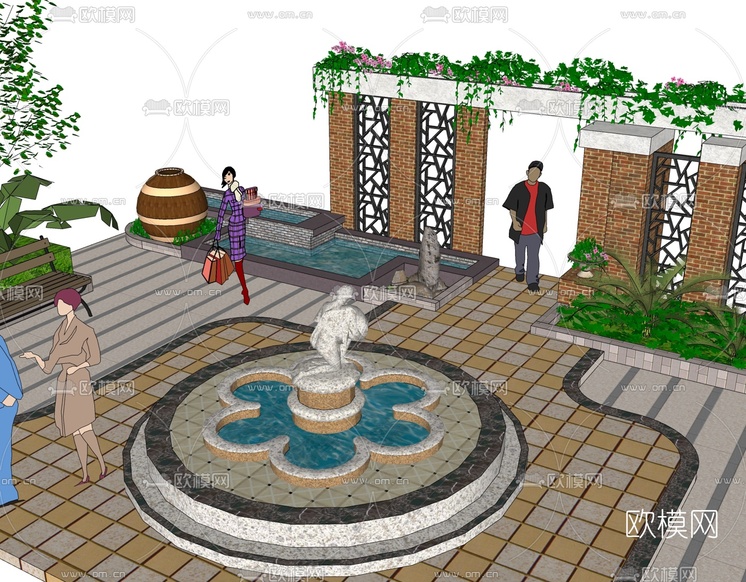 欧式庭院花园免费su模型下载_ID10432244_sketchup模型下载-欧模网