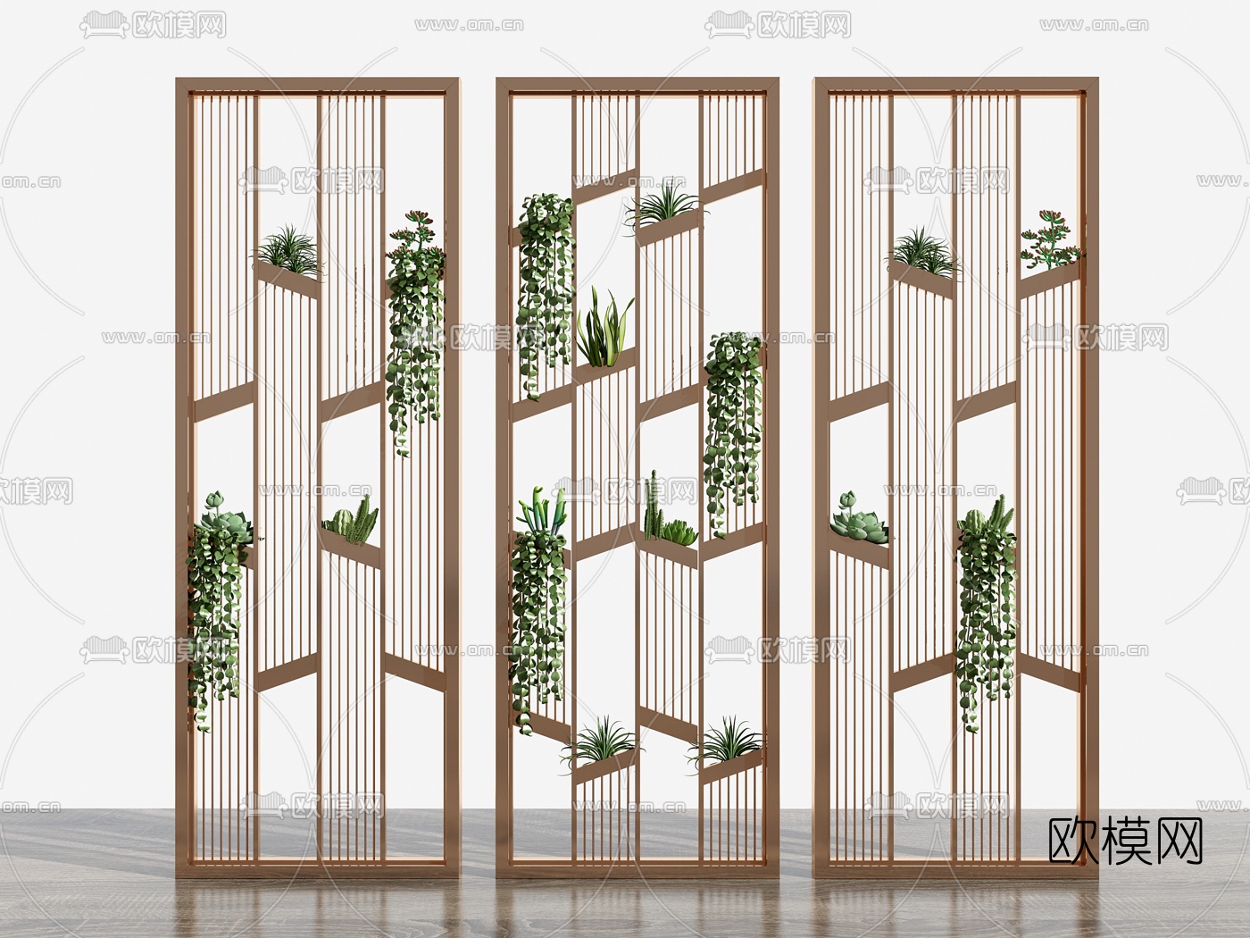 现代绿植屏风3d模型