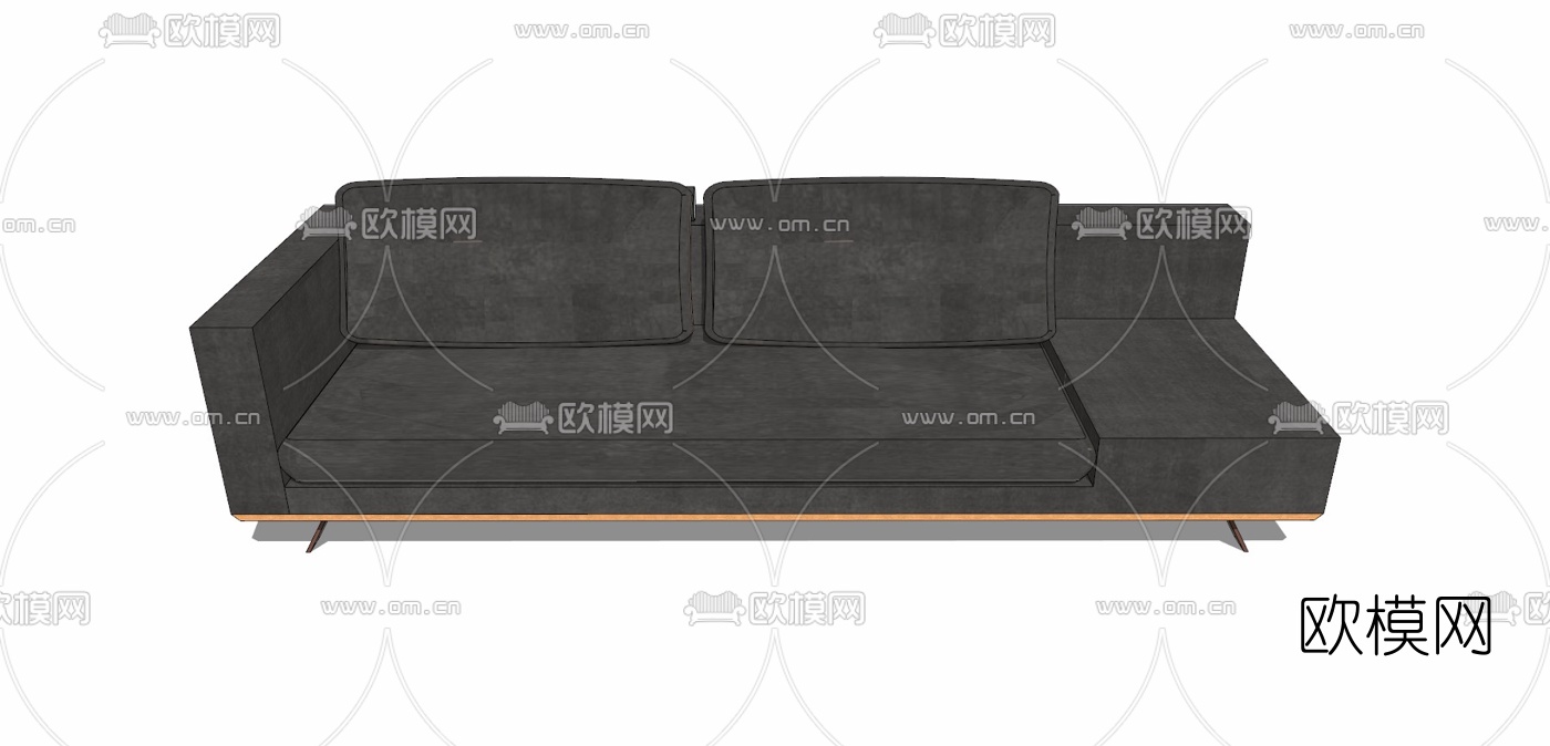 现代皮革双人沙发免费su模型下载