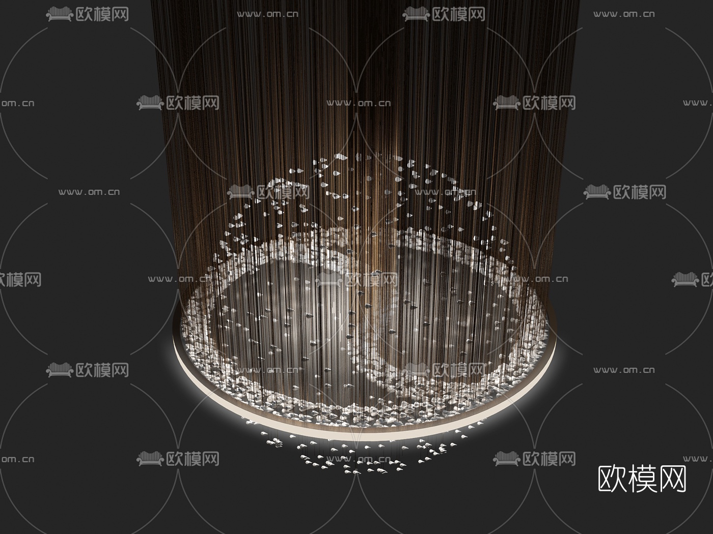 现代创意水晶吊灯3d模型下载（渲染图1）