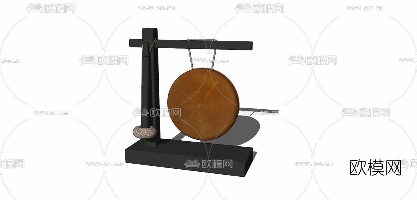 中式铜锣免费su模型下载