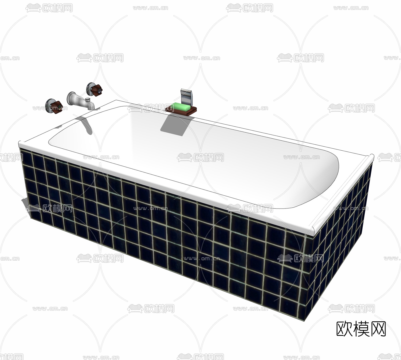 现代浴缸免费su模型下载