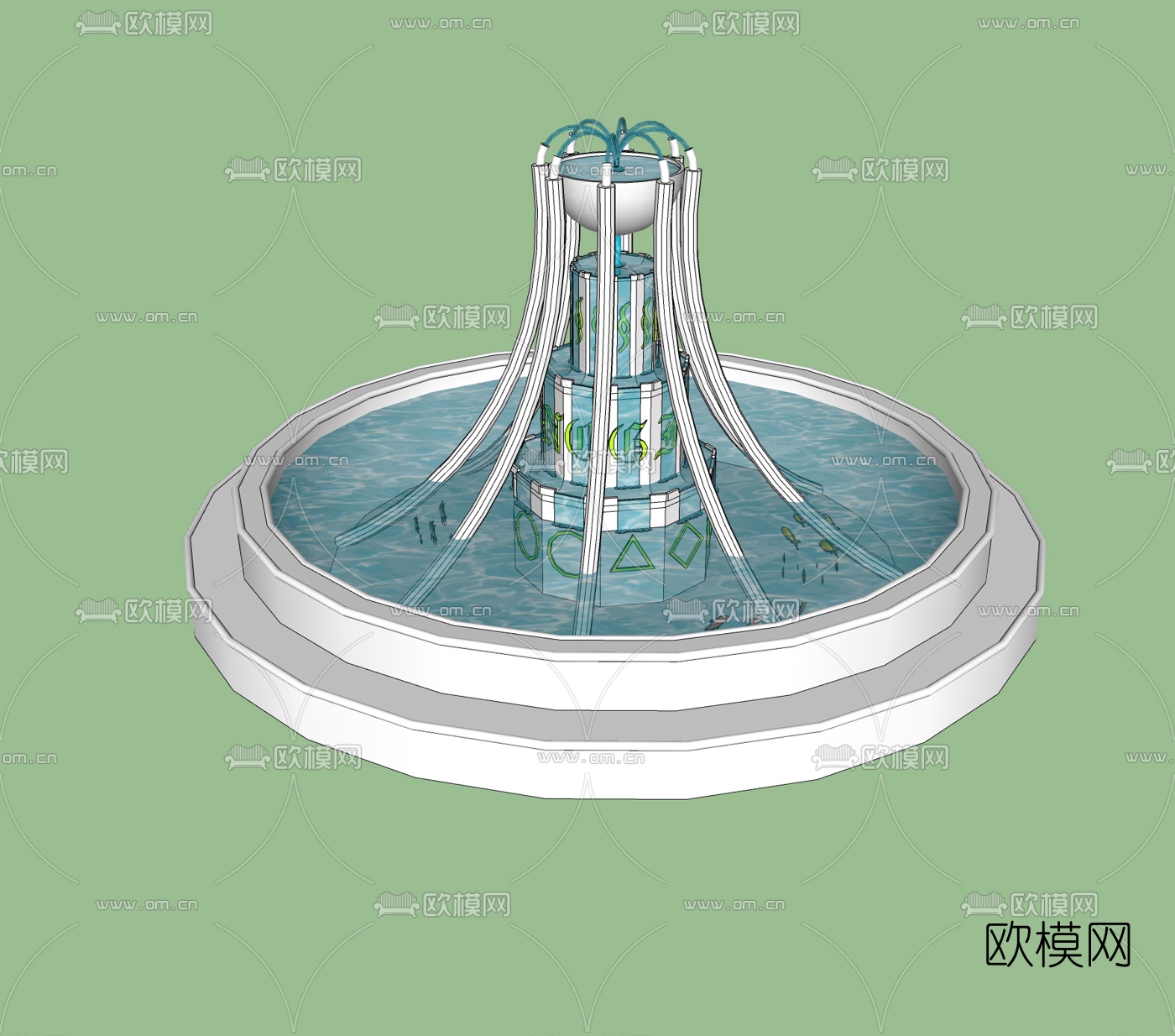 现代喷泉免费su模型下载_ID10246454_sketchup模型下载-欧模网