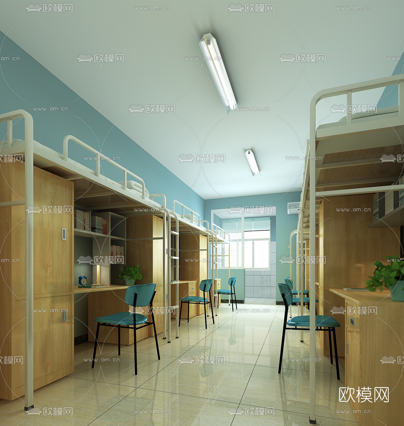 现代学校宿舍免费3d模型下载