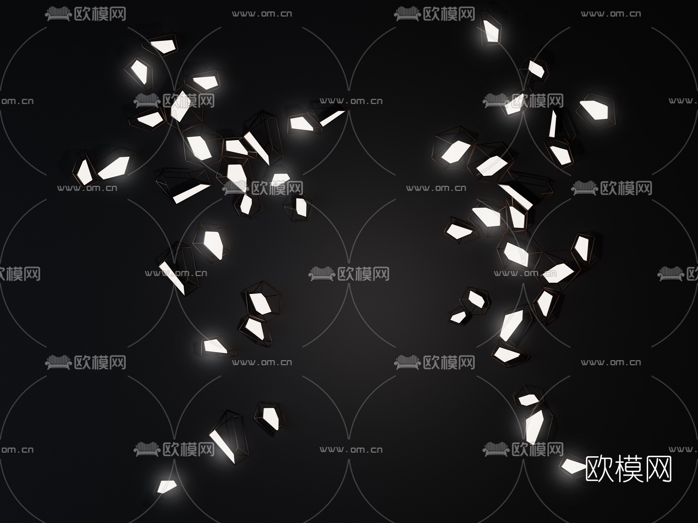 现代轻奢几何金属壁灯3d模型下载