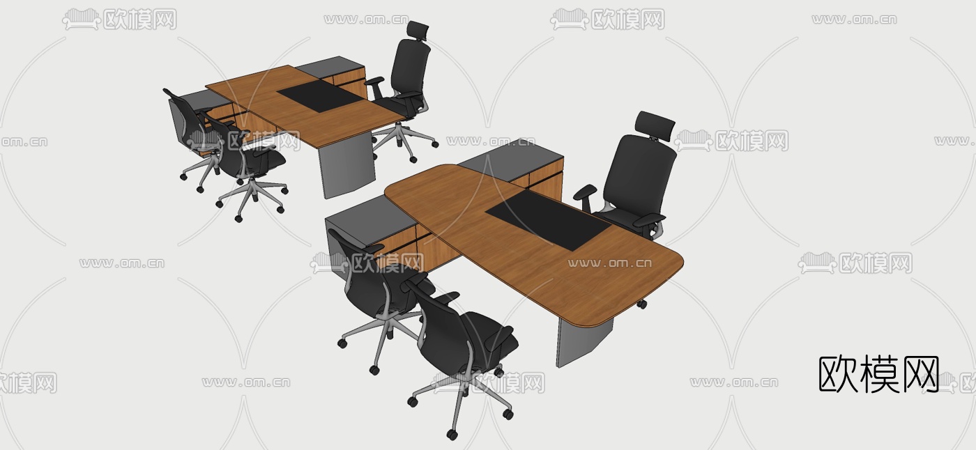 现代班台桌su模型下载（渲染图3）