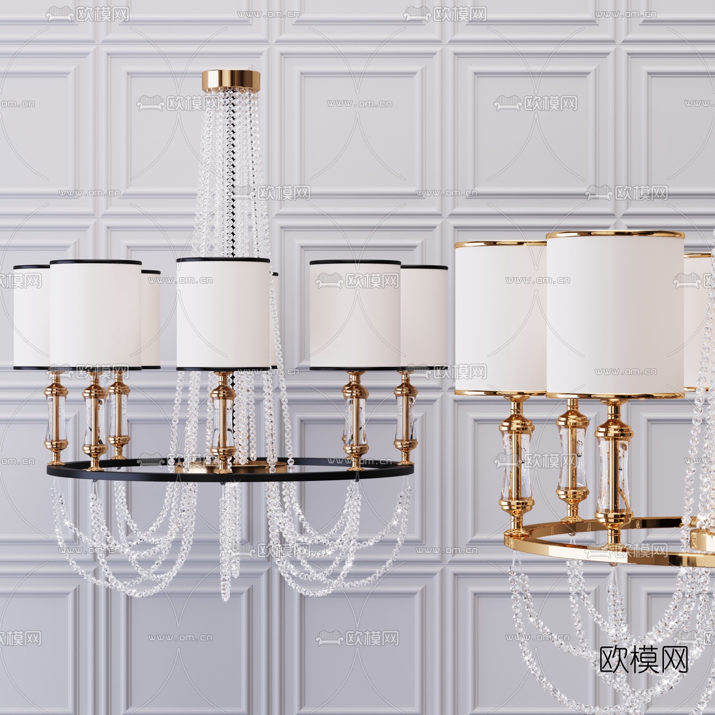 现代金属多头吊灯3d模型下载