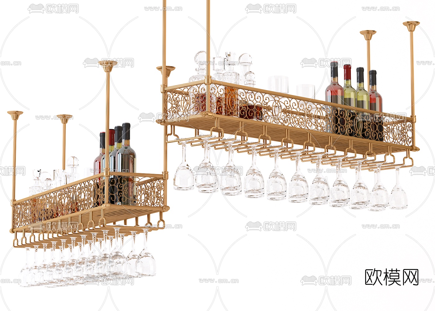欧式铁艺酒架3d模型下载