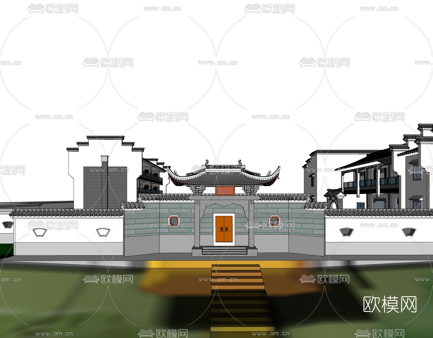 新中式别墅免费su模型下载